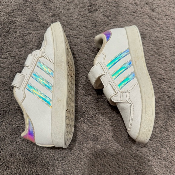 Adidas Kids Shoes - White with Iridescent Stripes - Picture 2 of 6